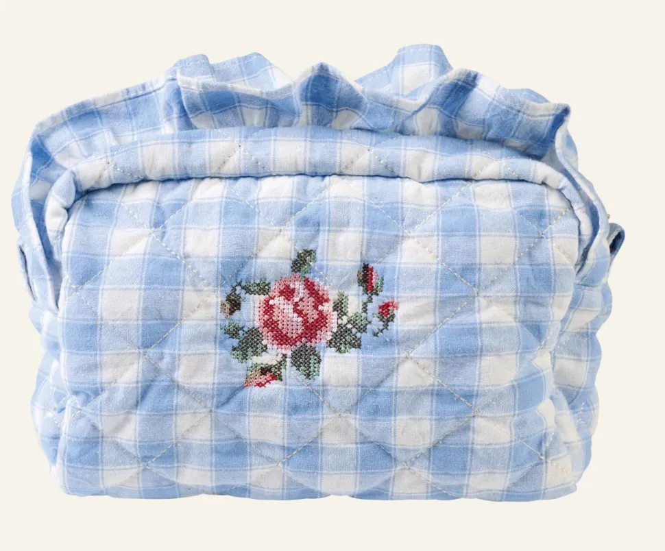 Adea ruffle toilettilaukku vaaleansininen