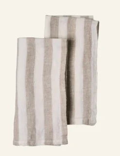 Atelier stripe pellavaservetti beige
