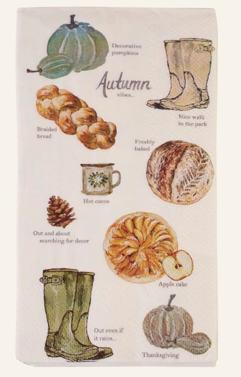 Autumn vibes ruokapaperiservetti moniväri/valkoinen