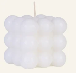 Bubble square koristekynttilä valkoinen
