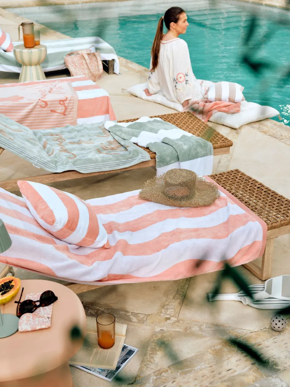 Cabana Contrast kylpypyyhe roosa