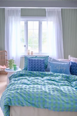 Charmy pussilakanasetti lankavärjättyä kreppipuuvillaa vihreä