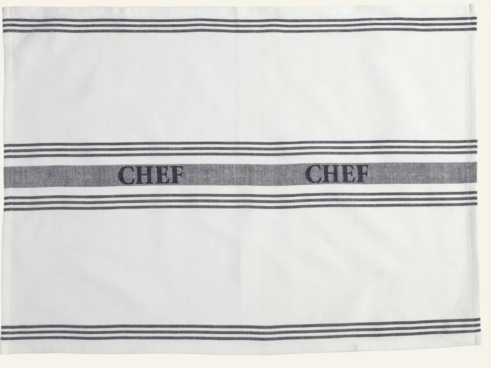 Chef Stripe keittiöpyyhe valkoinen