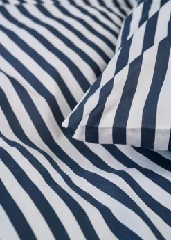 Classic stripe pussilakanasetti puuvillaa mariininsininen