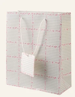 Gingham lahjapussi moniväri/roosa