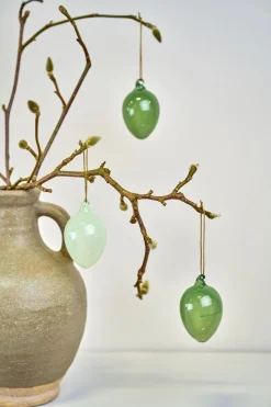 Glass egg koriste tummanvihreä