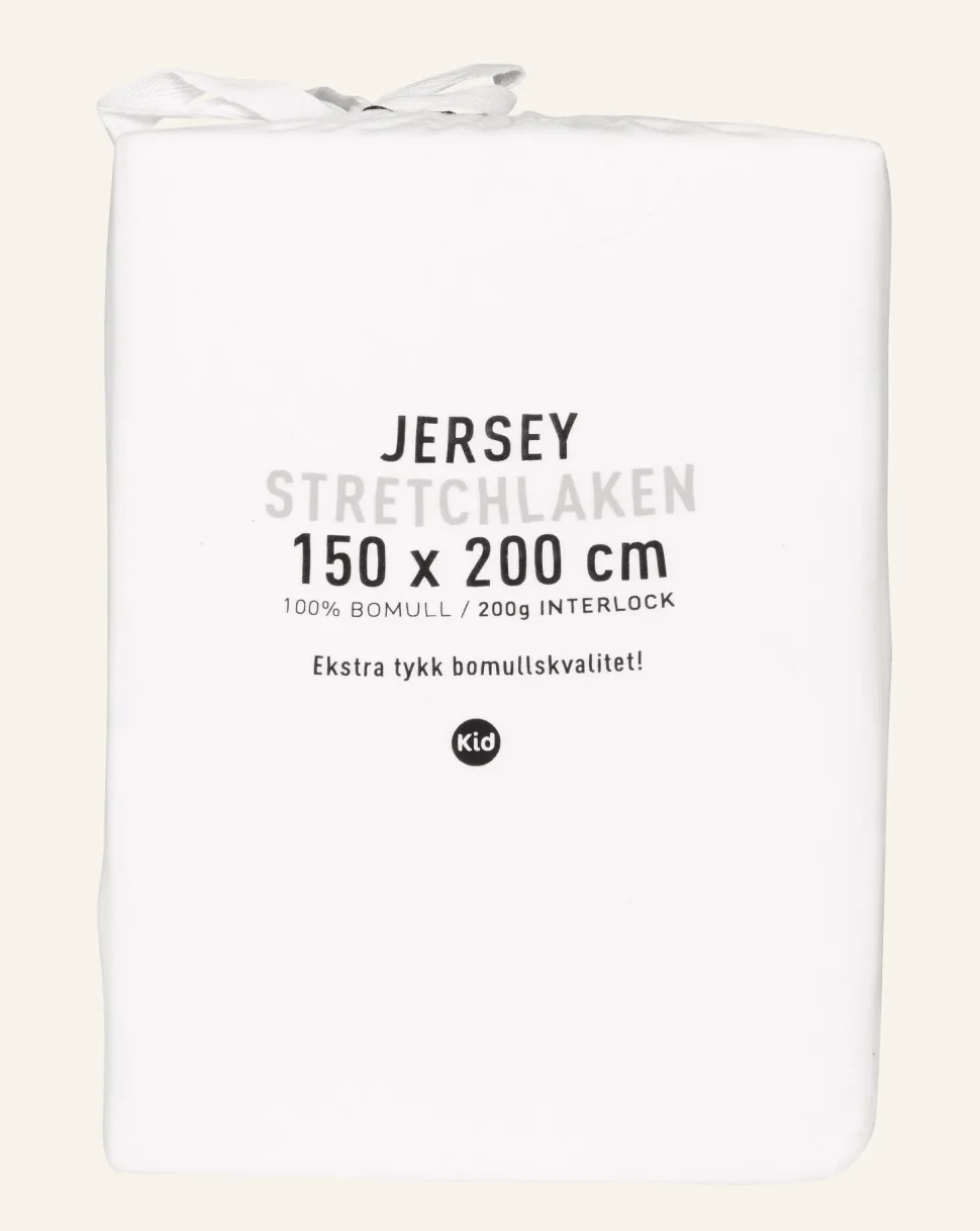 Jersey interlock muotoonommeltu aluslakana valkoinen