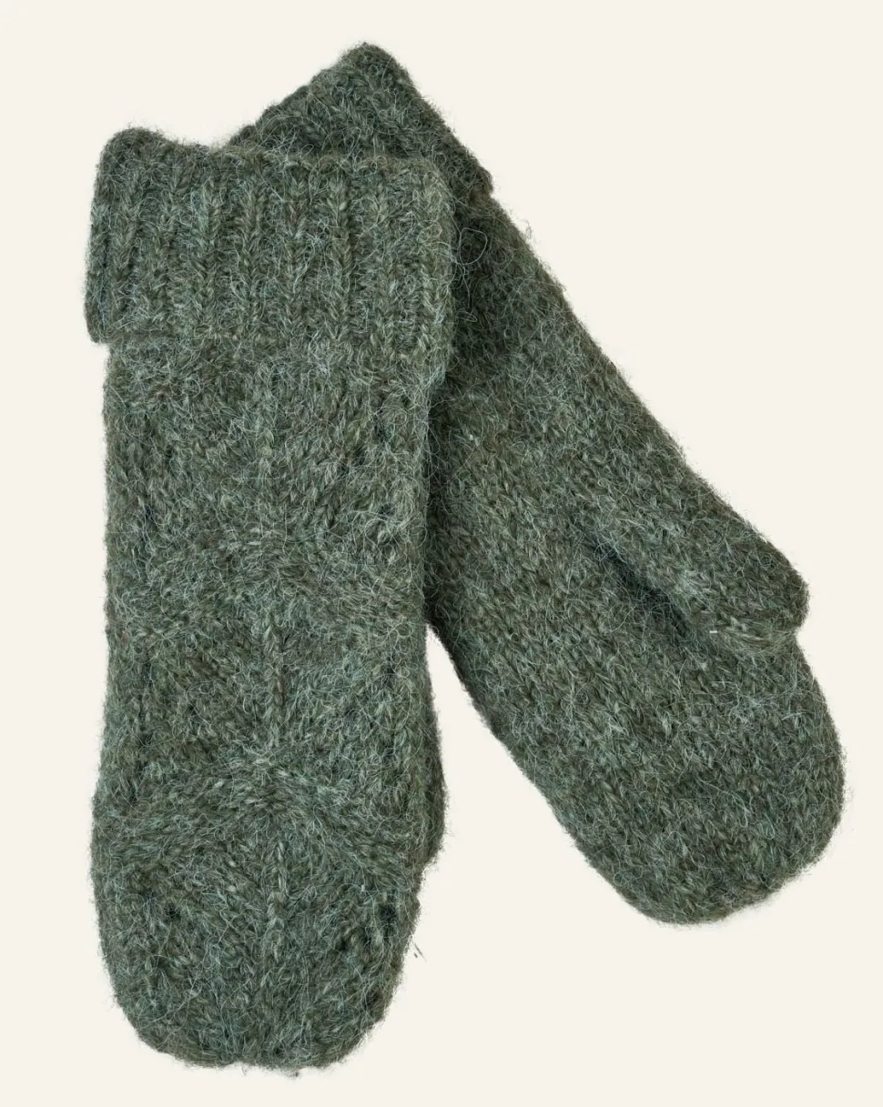 Kudotut lapaset oliivinvihreä - 10x23 cm