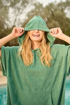 Leo Beach poncho tummanvihreä