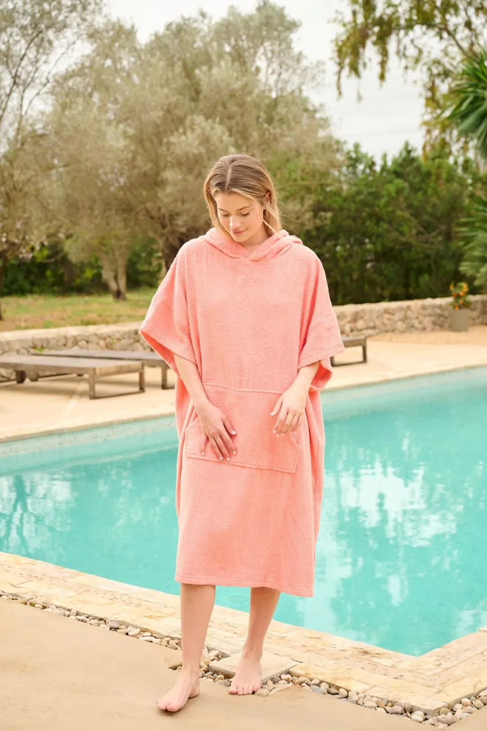 Leo Beach poncho vaalea koralli