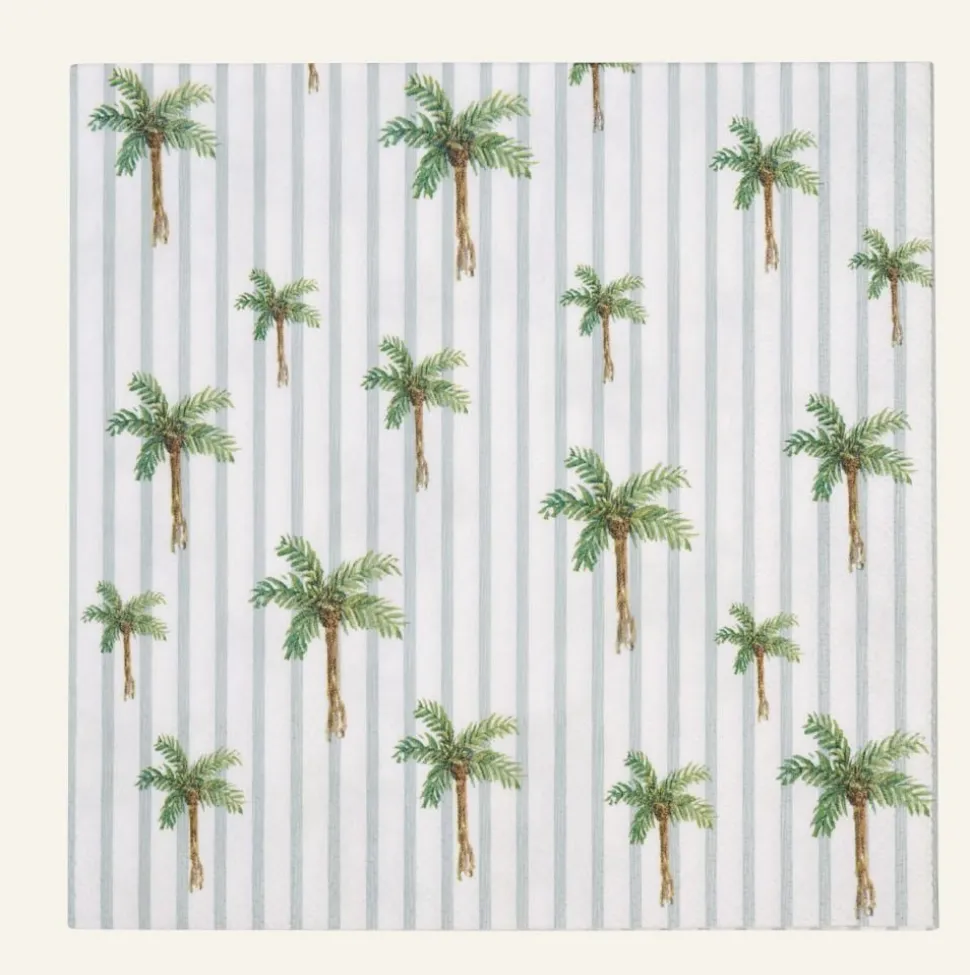 Palm stripes paperiservetit moniväri/vihreä