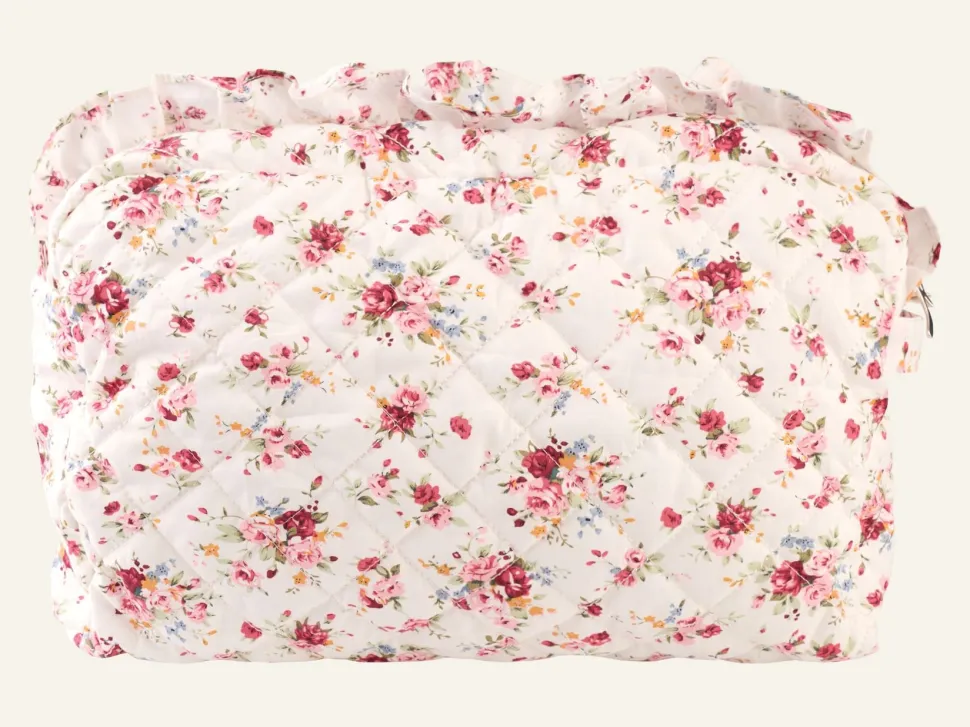 Rose ruffle large toilettilaukku valkoinen