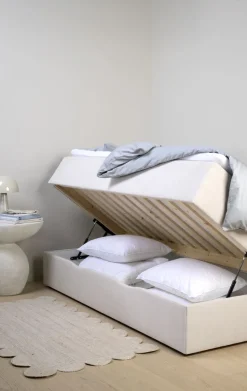 Sänky säilytystilalla beige - 90x200x59 cm