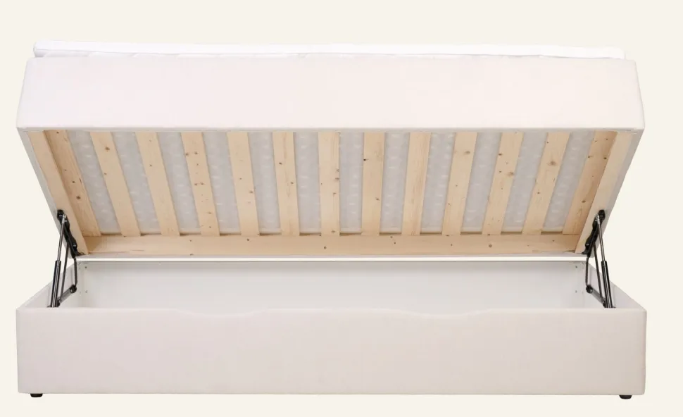 Sänky säilytystilalla beige - 90x200x59 cm