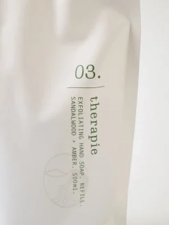 Therapie Sandalwood & Amber kuoriva käsisaippua täyttö läpikuultava