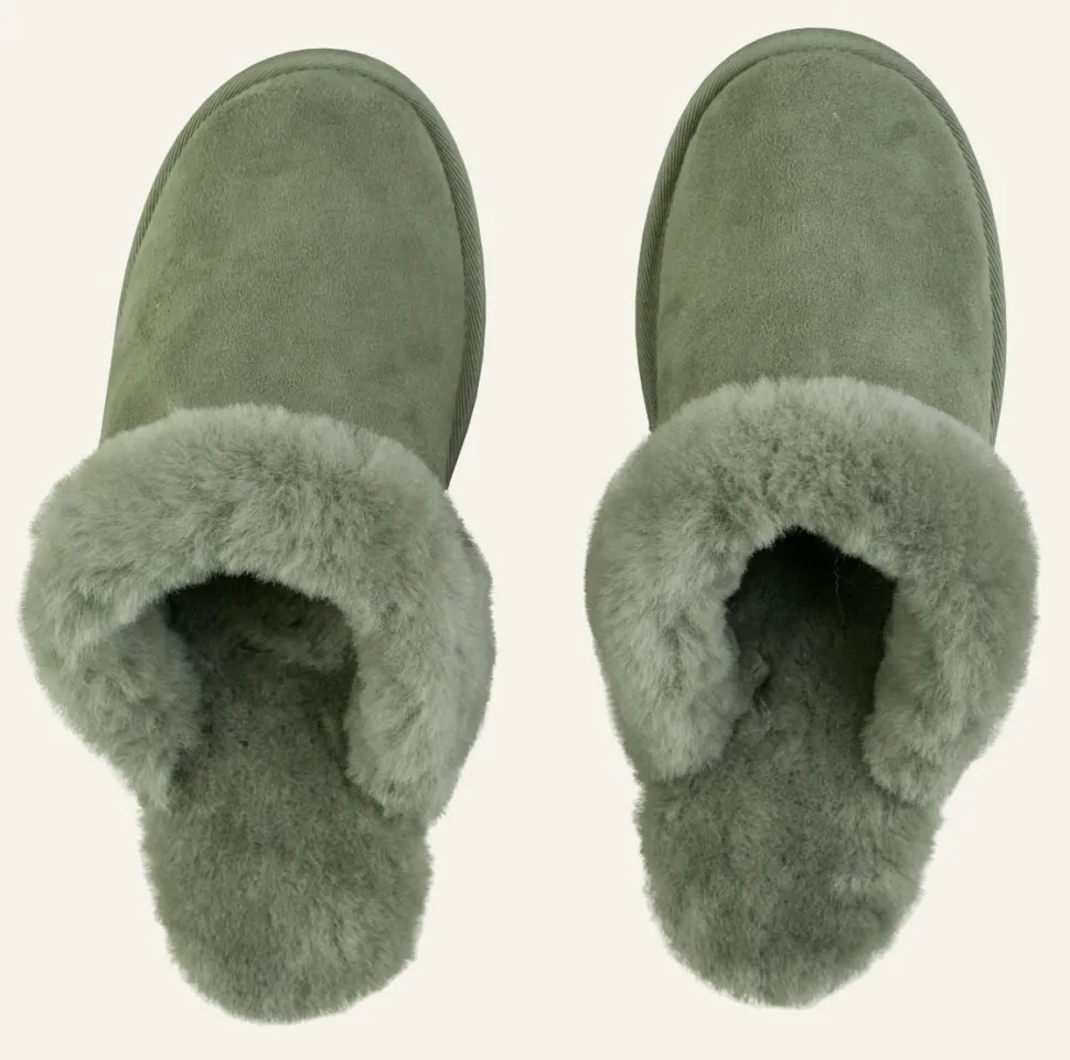 Wooly nahkatohvelit oliivinvihreä